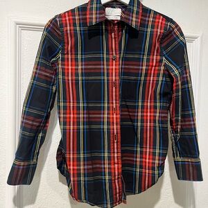 J. Crew Slim stretch perfect shirt in black Stewart tartan